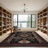 Southwestern Geometric Area Rug in Black Red Terracotta