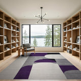 Purple Grey Geometric Abstract Geometric Modern Area Rug