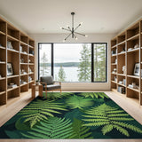 Green Lush Fern Green Area Rug