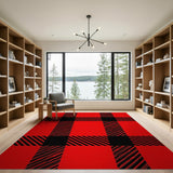 Plaid Bold Red Black Buffalo Plaid Area Rug