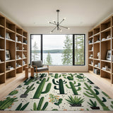 Whimsical Cactus Succulent Pattern Rug