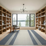 Blue Cream Nautical Stripe Rug