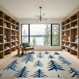 Brushstroke Blue Pine Tree Area Rug