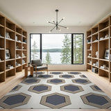 ODIKA Modern Geometric Hexagon Washable Area Rug - Low Pile & Non-Slip