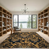 Orange Leopard Face Pattern Area Rug