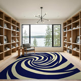 Abstract Area Navy Swirl Abstract Area Rug