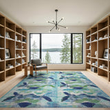 Sea Blue and Teal Sea Turtle Coastal Area Rug