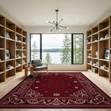 Elegant Red Ornate Border Area Rug