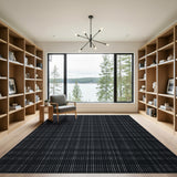 Black White Plaid Geometric Area Rug