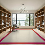 Beige Area Rug with Bold Pink-Orange Border