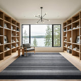 Geometric Modern Black and White Black White Horizontal Striped Area Rug