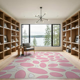 Playful Pink Oval Abstract Area Rug