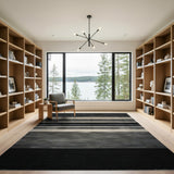 Black White Geometric Striped Woven Rug