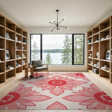 Pink Dahlia Floral Area Rug