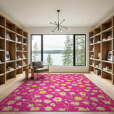 Cheerful Pink Daisy Sunflower Area Rug