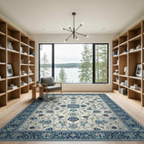 Blue Ivory Traditional Persian Floral Rug