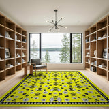 Sunny Yellow Bees Daisies Cartoon Area Rug