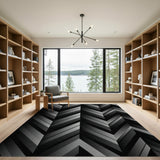 Geometric Modern Modern Grey Chevron Zigzag Area Rug