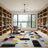 Multi-color and Patterns Vibrant Multi-Color Geometric Abstract Area Rug