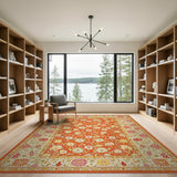 Vibrant Orange Daisy Floral Orange Area Rug