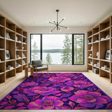 Vibrant Purple Peony Floral Area Rug
