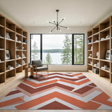 Orange Vibrant Orange Chevron Geometric Area Rug