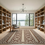 Brown Tan Traditional Persian Geometric Rug