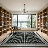 Black White Geometric Dot Wave Area Rug