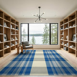 Navy Blue Gray Plaid Area Rug