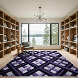 Geometric Modern Purple Purple Geometric Lattice Area Rug