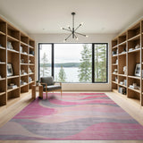 Pink Fluid Pink Wave Abstract Area Rug