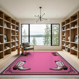 Pink Cowboy Boots Southwestern Area Rug