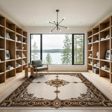 Traditional Persian Ornate Gold Floral Frame Area Rug