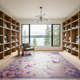 Vintage Pink Floral Butterflies Rug