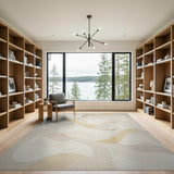 Abstract Wavy Neutral Abstract Area Area Rug