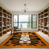 Bold Orange Tiger Face Area Rug
