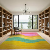Vibrant Wavy Multi-Color Area Rug