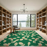 Vibrant Green Daisy Floral Knit Rug