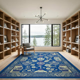 Blue White Chinoiserie Porcelain Vase Rug