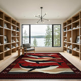 Red Humpback Whales Persian Area Rug