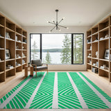 Vibrant Green Geometric Chevron Rug