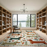 ODIKA Washable Folk Dachshund Dog Print Rug - Non-Slip Low Pile Area Rug