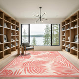 Pink Palm Leaf Washable Area Rug