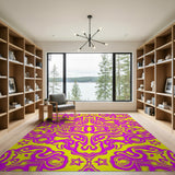 Psychedelic Pink Yellow Swirl Area Rug