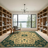 Opulent Teal Medallion Persian Area Rug