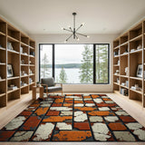 Distressed Orange Brick Tile Area Rug