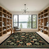 Black Persian Floral Area Rug