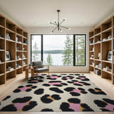 Pink Black Leopard Print Area Rug