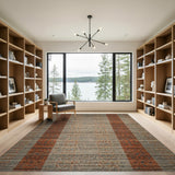 Grey Distressed Vintage Striped Area Rug