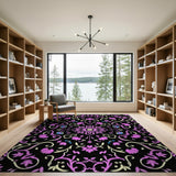 Purple Purple Floral Swirl Area Rug